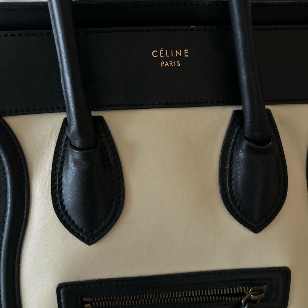 Celine Black, White, and Brown Satchel - Picture 5 of 5
